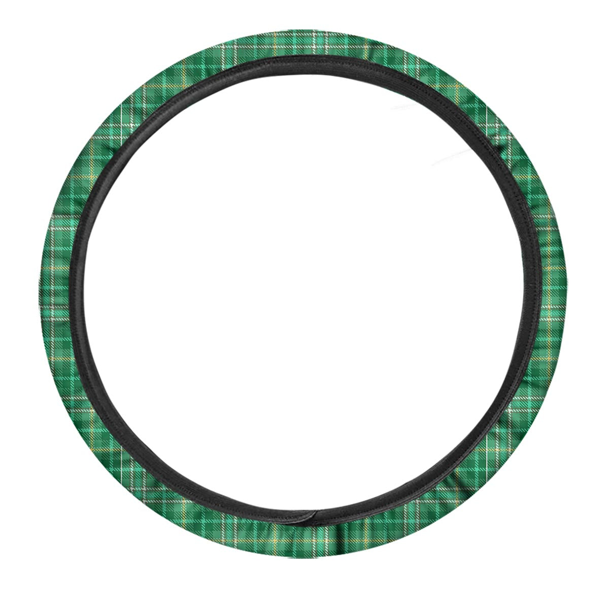 Scottish Plaid St. Patrick's Day Print Pattern Car Steering Wheel Cover-grizzshop