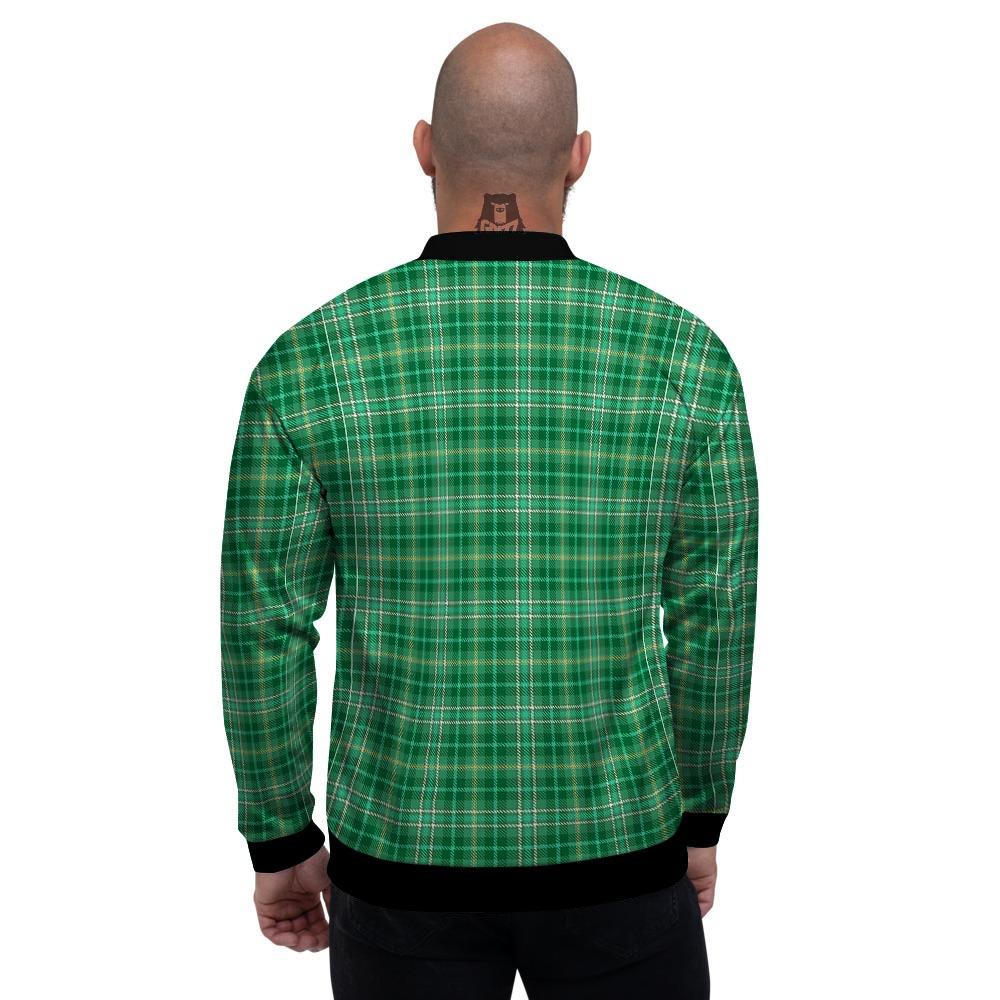 Scottish Plaid St. Patrick's Day Print Pattern Men's Bomber Jacket-grizzshop