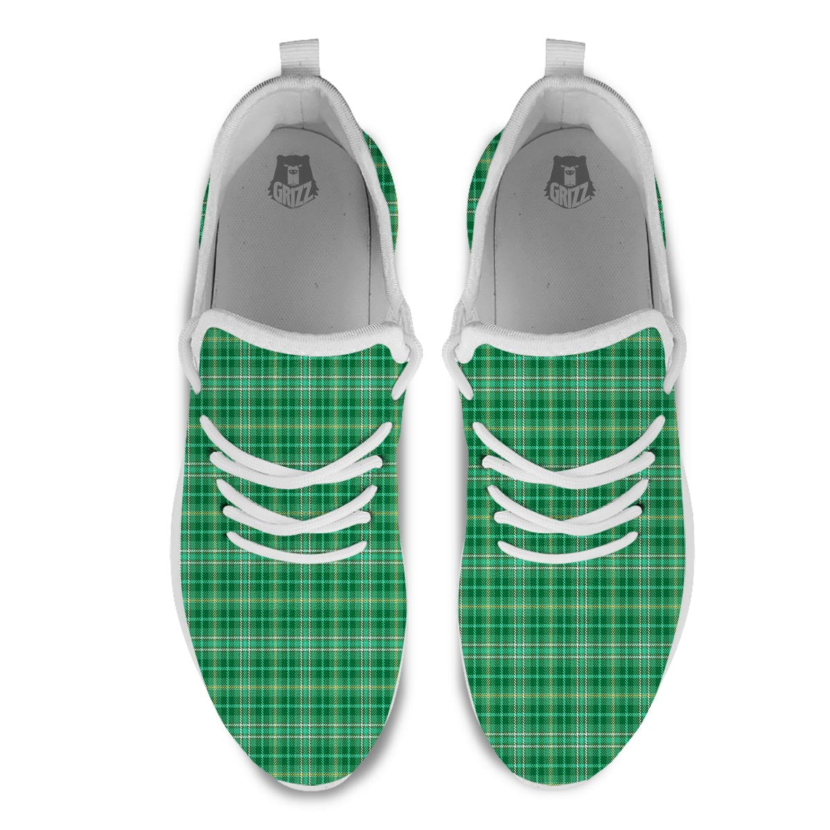 Scottish Plaid St. Patrick's Day Print Pattern White Athletic Shoes-grizzshop