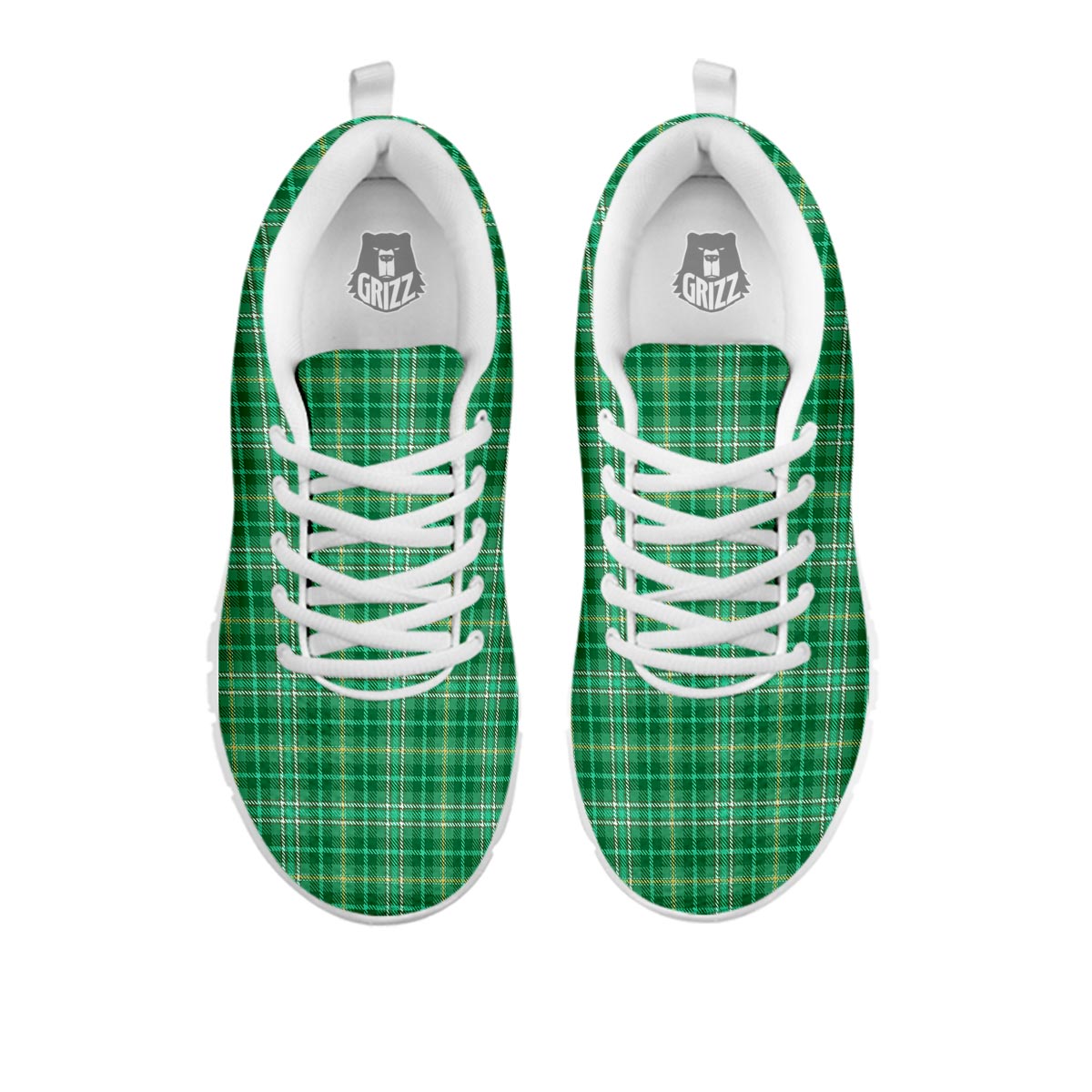 Scottish Plaid St. Patrick's Day Print Pattern White Sneaker-grizzshop