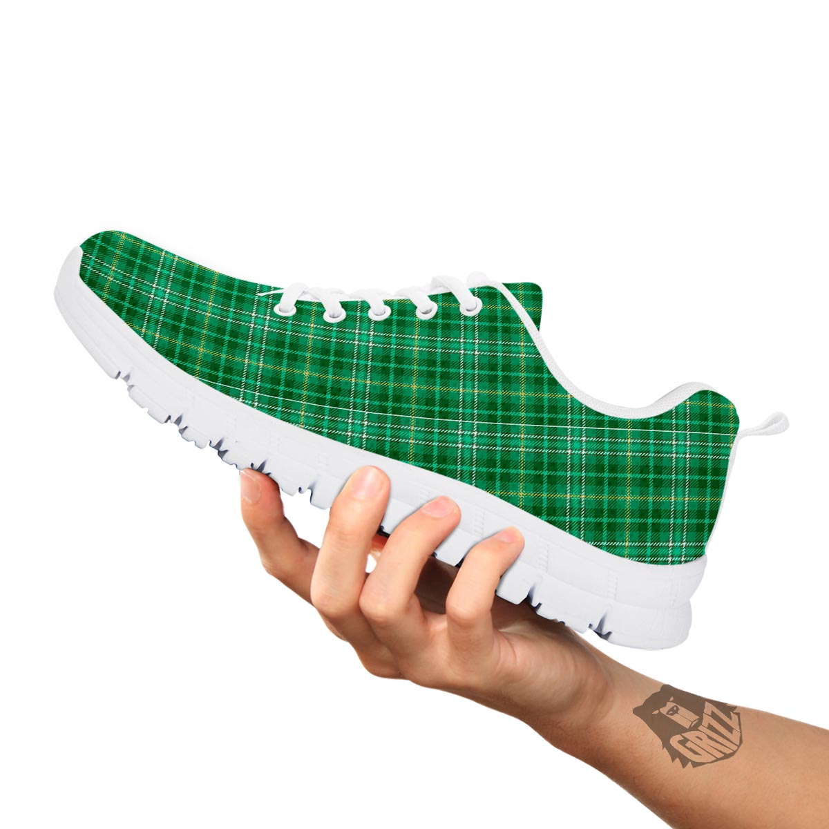 Scottish Plaid St. Patrick's Day Print Pattern White Sneaker-grizzshop