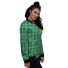 Scottish Plaid St. Patrick's Day Print Pattern Women's Bomber Jacket-grizzshop