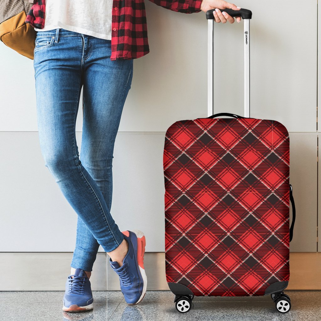 Scottish Royal Stewart Tartan Red Plaid Luggage Cover Protector-grizzshop