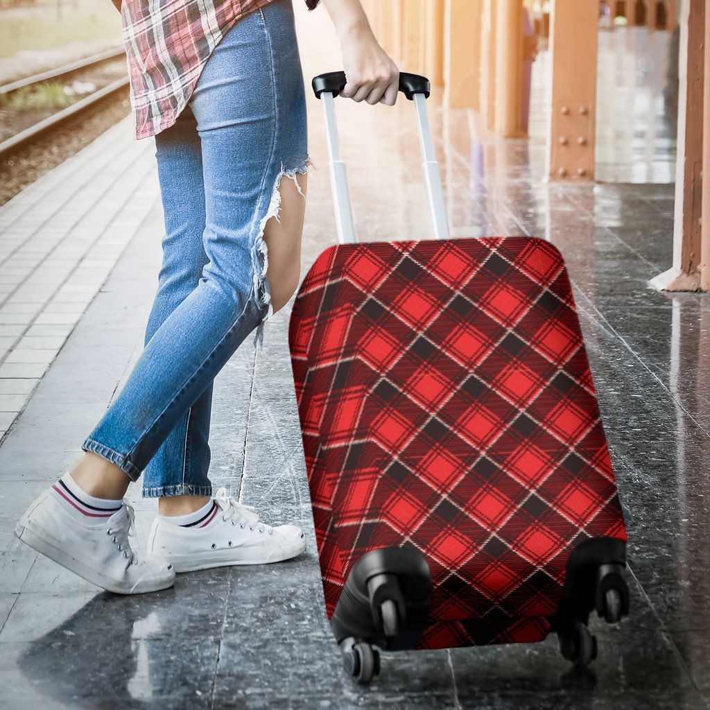 Scottish Royal Stewart Tartan Red Plaid Luggage Cover Protector-grizzshop