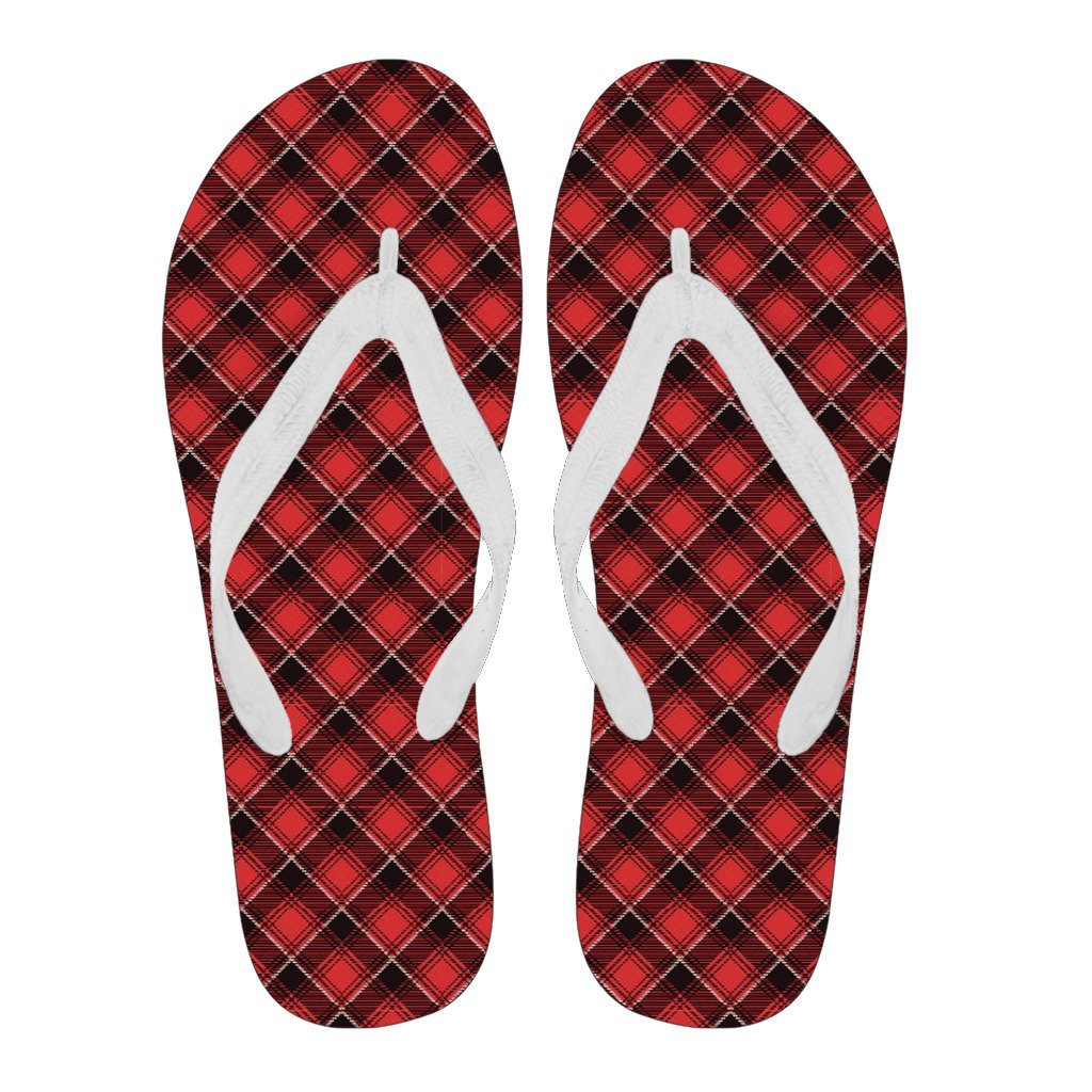 Scottish Royal Stewart Tartan Red Plaid Men & Women Flip Flops-grizzshop