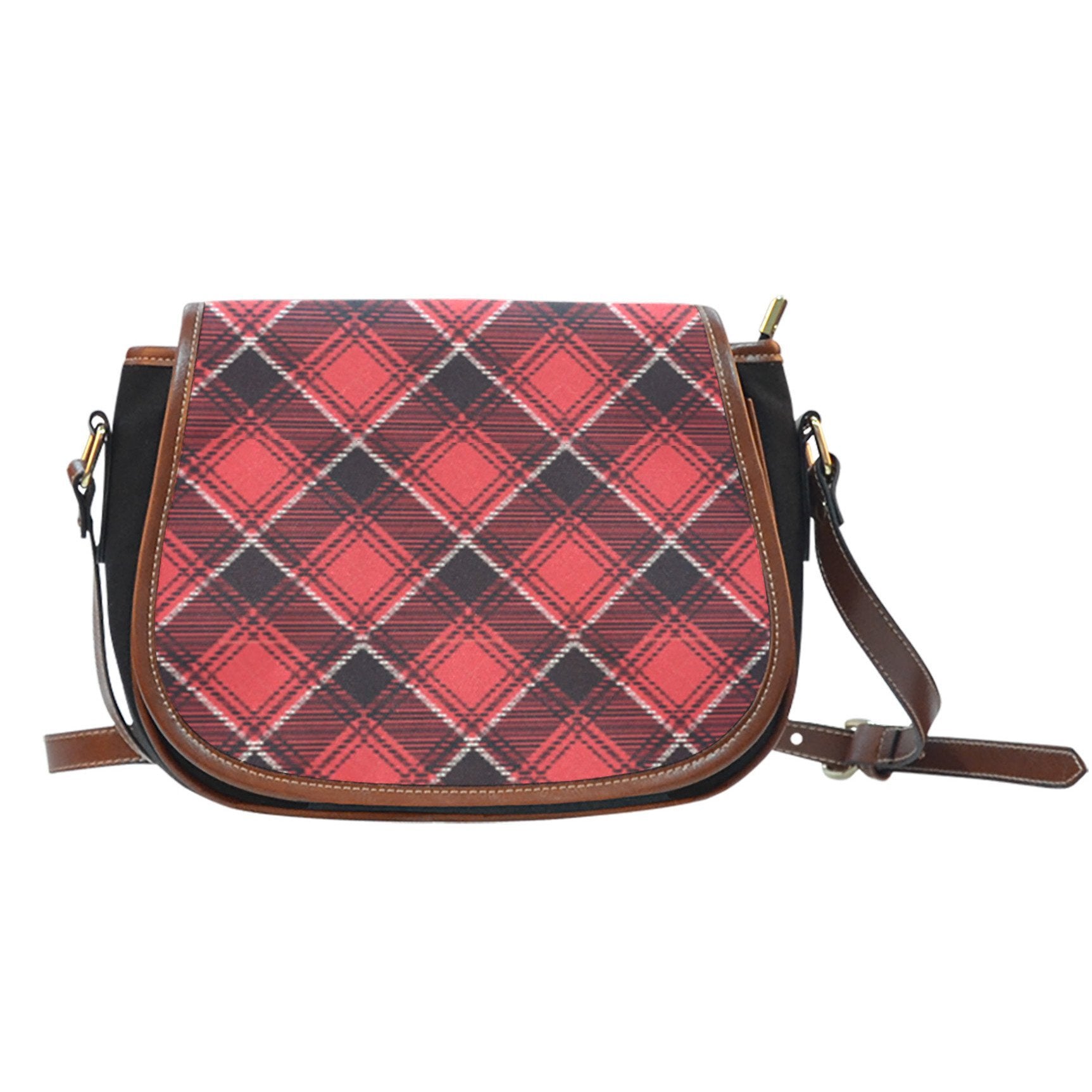 Tan black and red plaid purse. | Plaid purse, Black and red, Red plaid