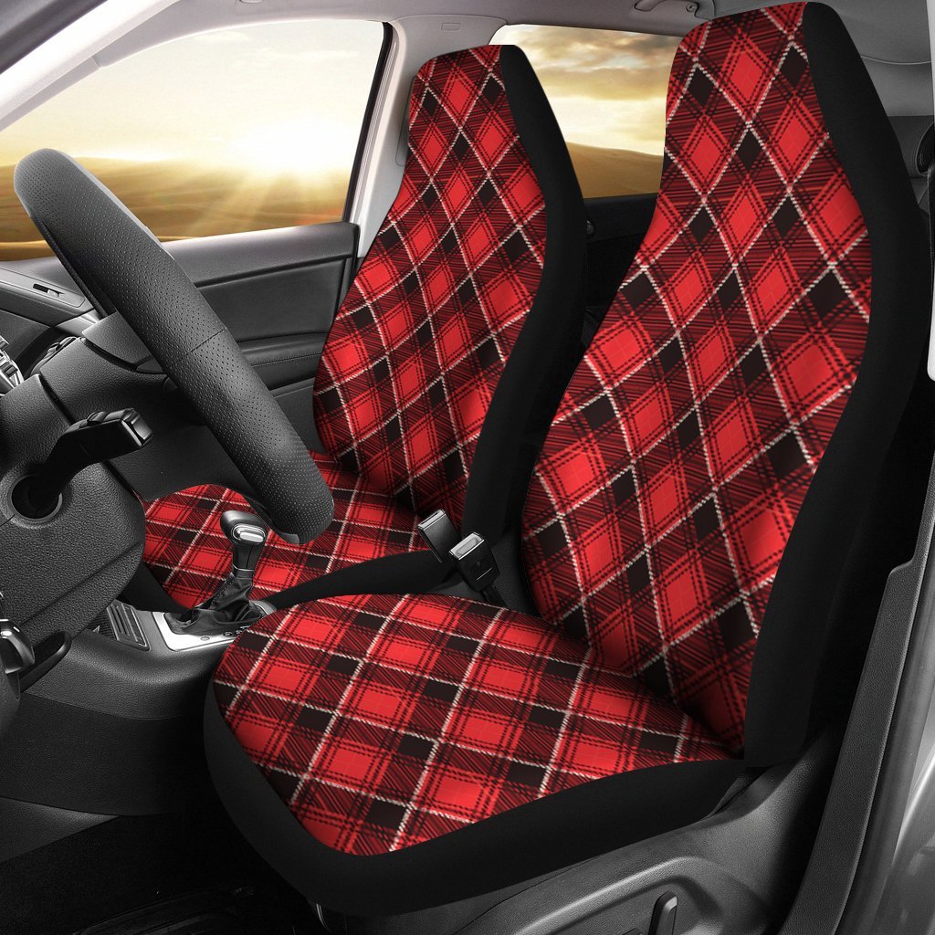 Scottish Royal Stewart Tartan Red Plaid Universal Fit Car Seat Cover-grizzshop