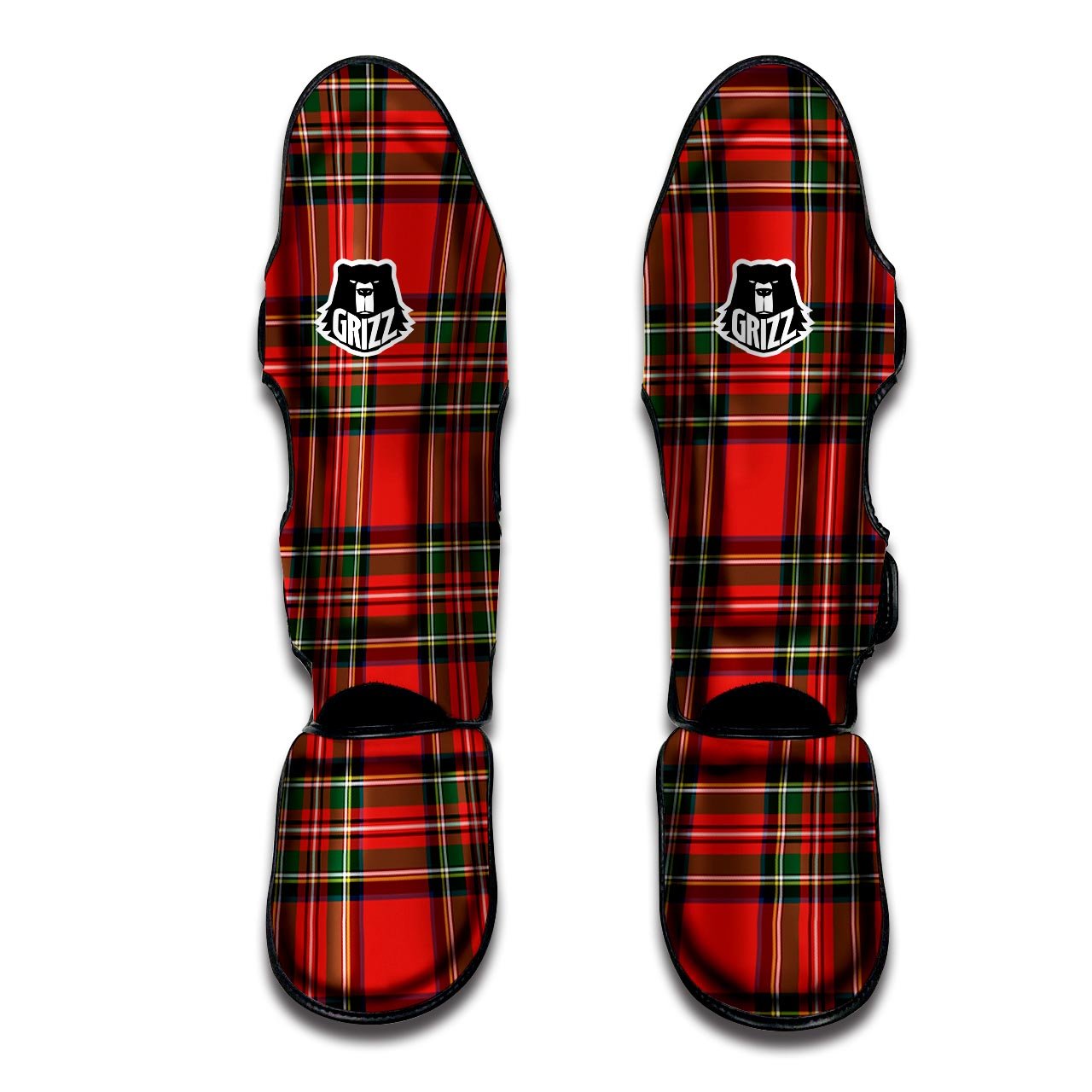 Scottish Stewart Tartan Print Pattern Muay Thai Shin Guards-grizzshop