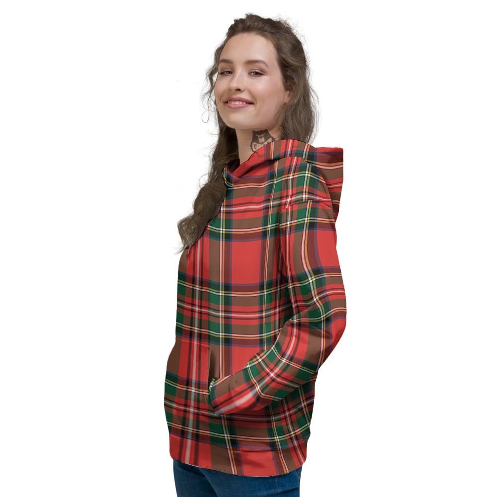 Scottish Stewart Tartan Print Pattern Women's Hoodie-grizzshop