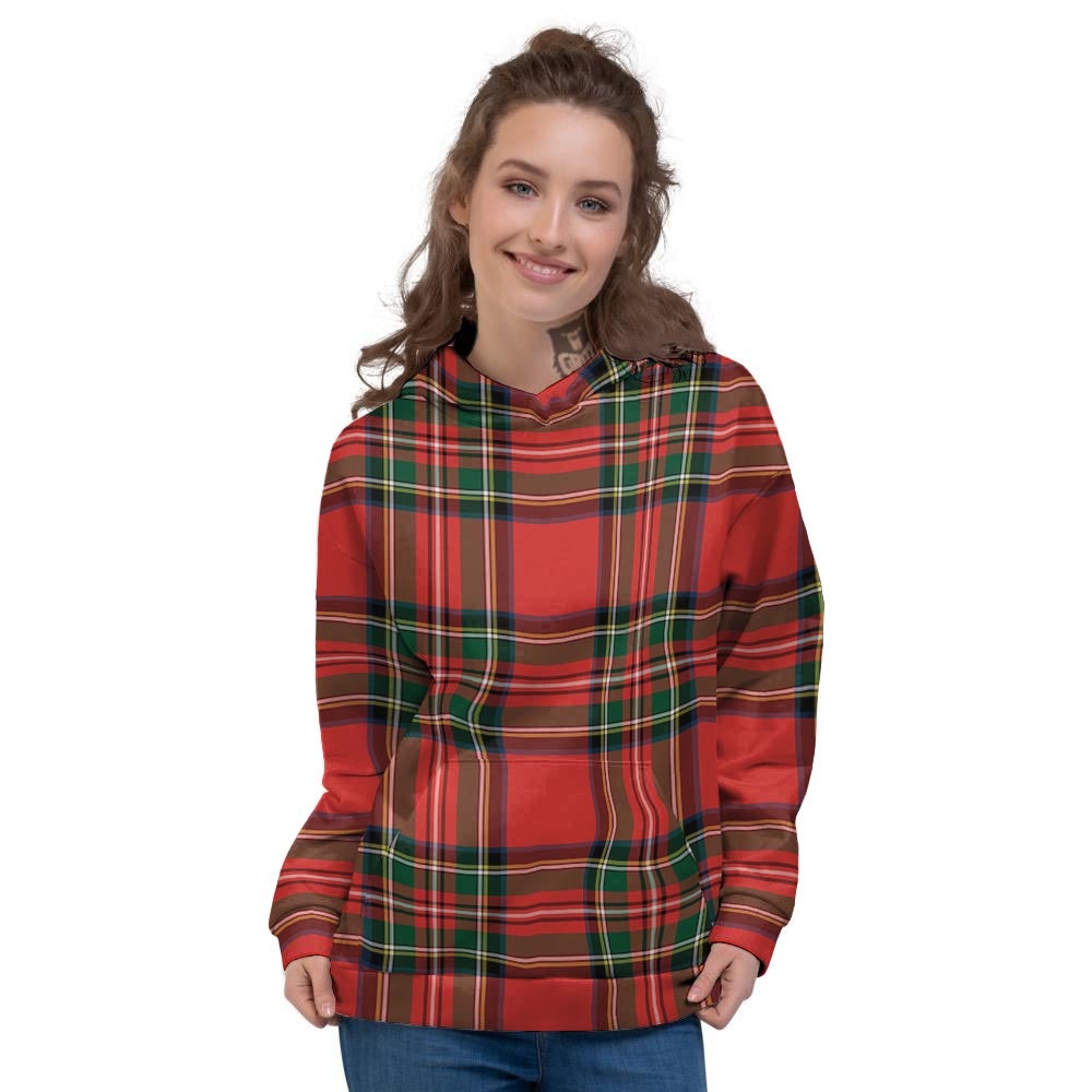 Scottish Stewart Tartan Print Pattern Women's Hoodie-grizzshop