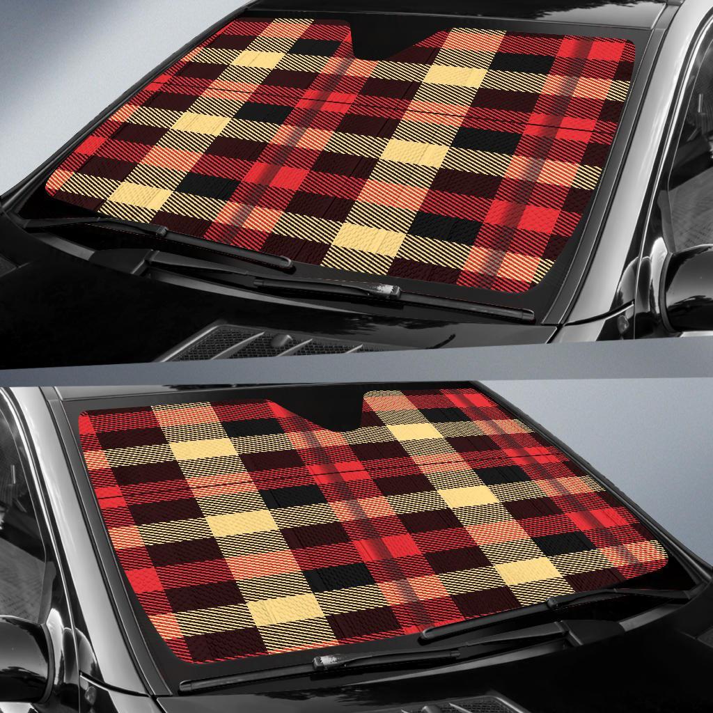 Scottish Tartan Red Yellow Plaid Car Sun Shade-grizzshop