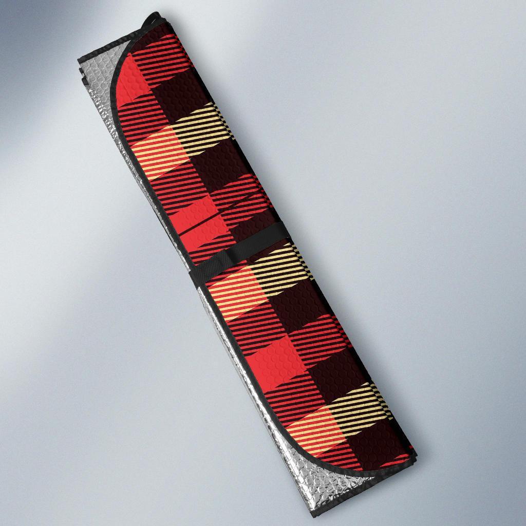 Scottish Tartan Red Yellow Plaid Car Sun Shade-grizzshop