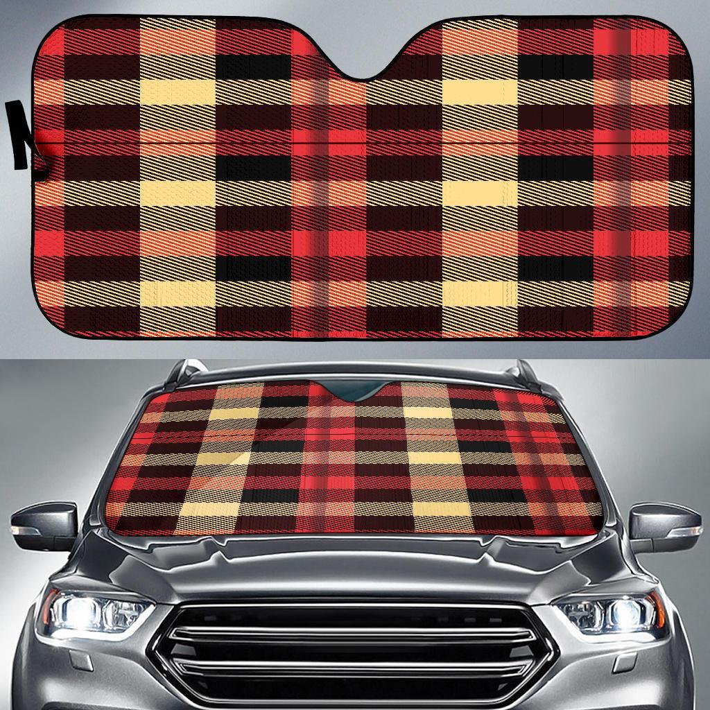 Scottish Tartan Red Yellow Plaid Car Sun Shade-grizzshop