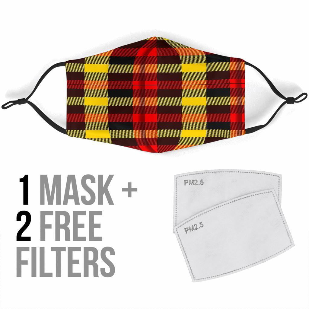 Scottish Tartan Red Yellow Plaid Face Mask-grizzshop