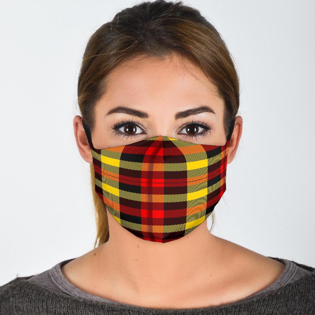 Scottish Tartan Red Yellow Plaid Face Mask-grizzshop