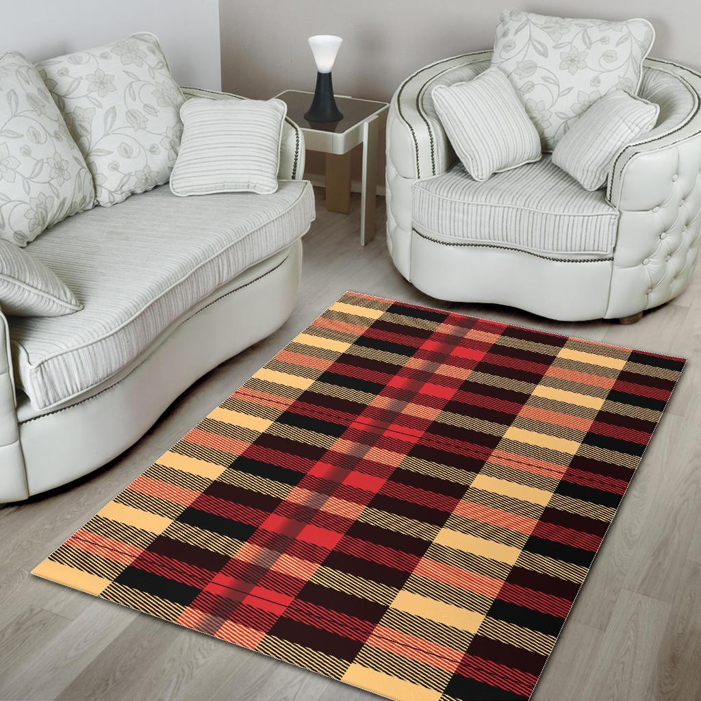 Scottish Tartan Red Yellow Plaid Floor Mat-grizzshop