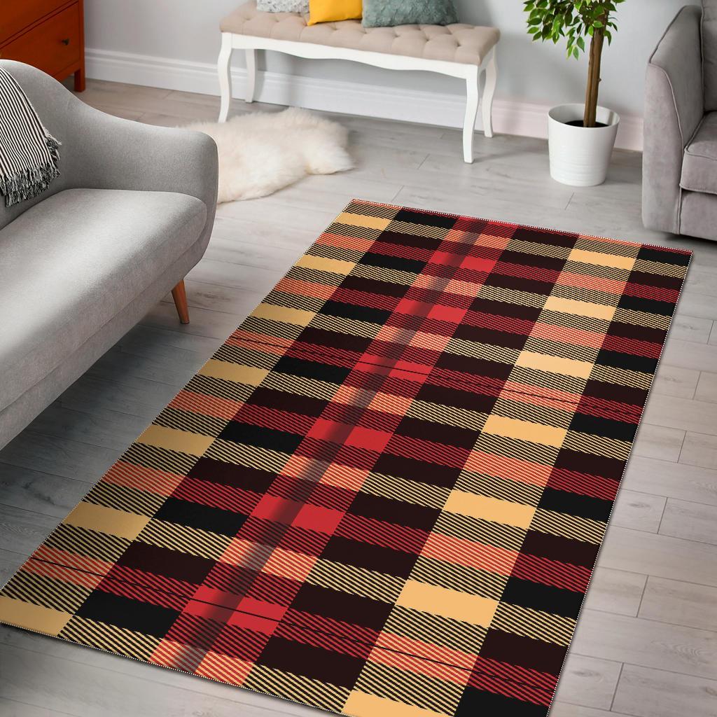 Scottish Tartan Red Yellow Plaid Floor Mat-grizzshop