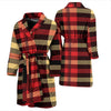 Scottish Tartan Red Yellow Plaid Men Long Robe-grizzshop