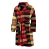 Scottish Tartan Red Yellow Plaid Men Long Robe-grizzshop