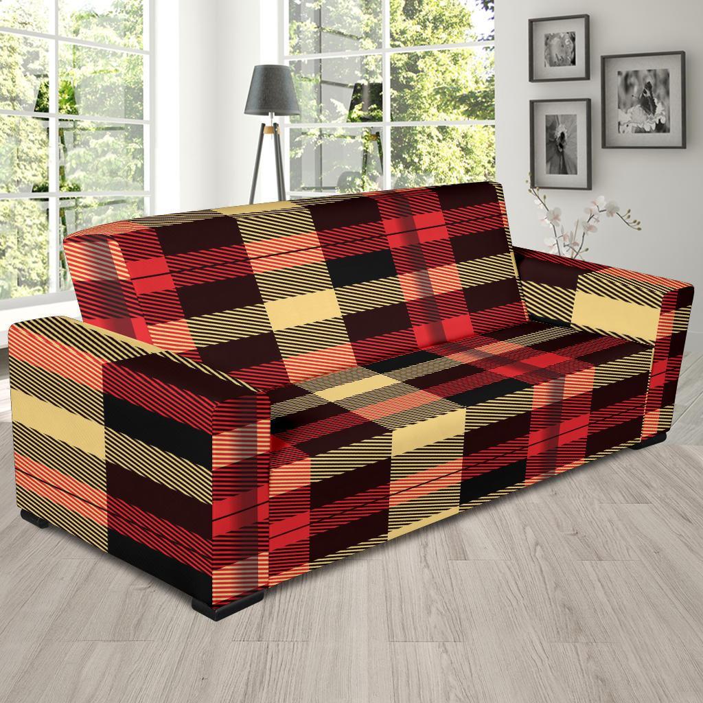 Scottish Tartan Red Yellow Plaid Sofa Covers-grizzshop