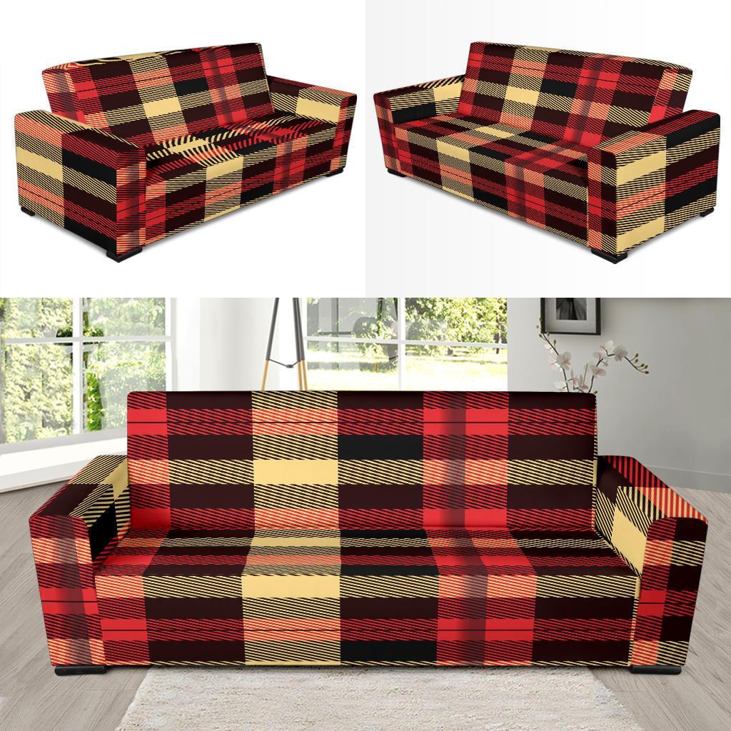 Scottish Tartan Red Yellow Plaid Sofa Covers-grizzshop