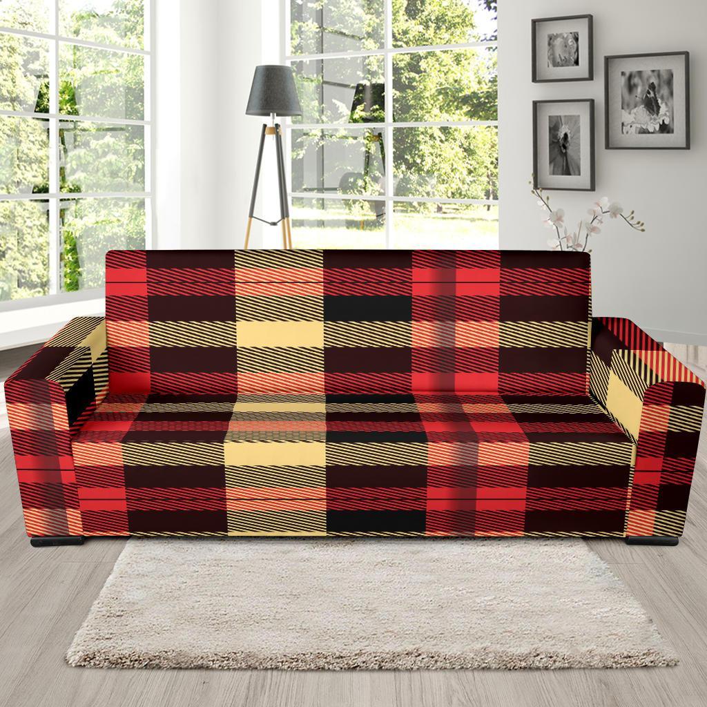 Scottish Tartan Red Yellow Plaid Sofa Covers-grizzshop