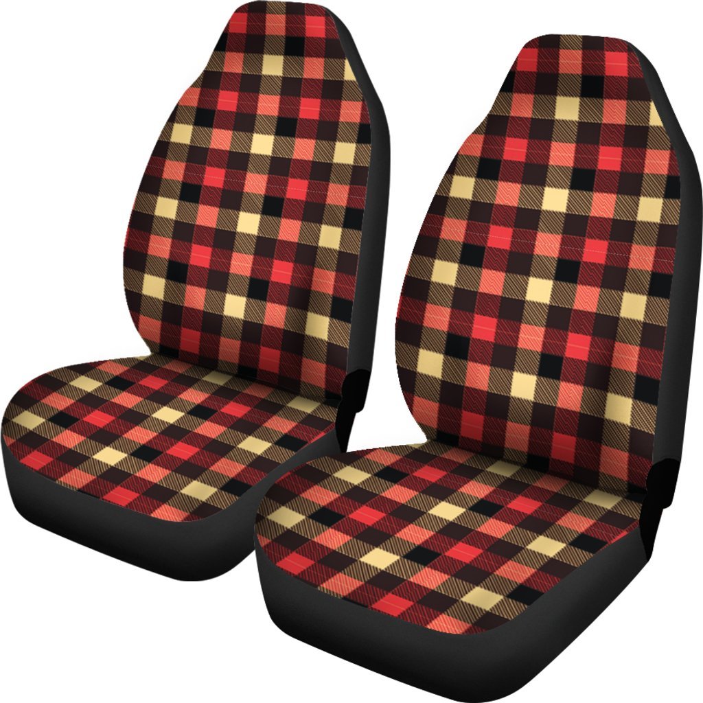 Scottish Tartan Red Yellow Plaid Universal Fit Car Seat Cover-grizzshop