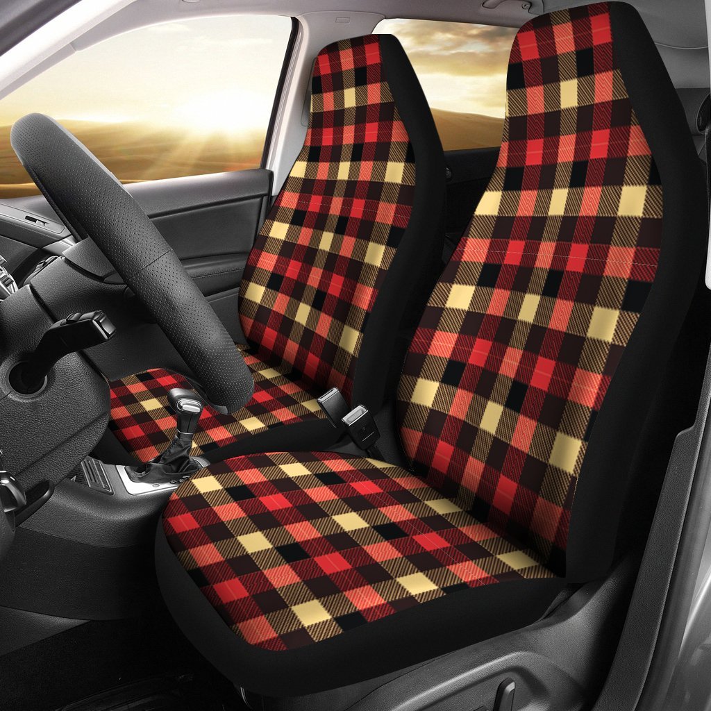 Scottish Tartan Red Yellow Plaid Universal Fit Car Seat Cover-grizzshop
