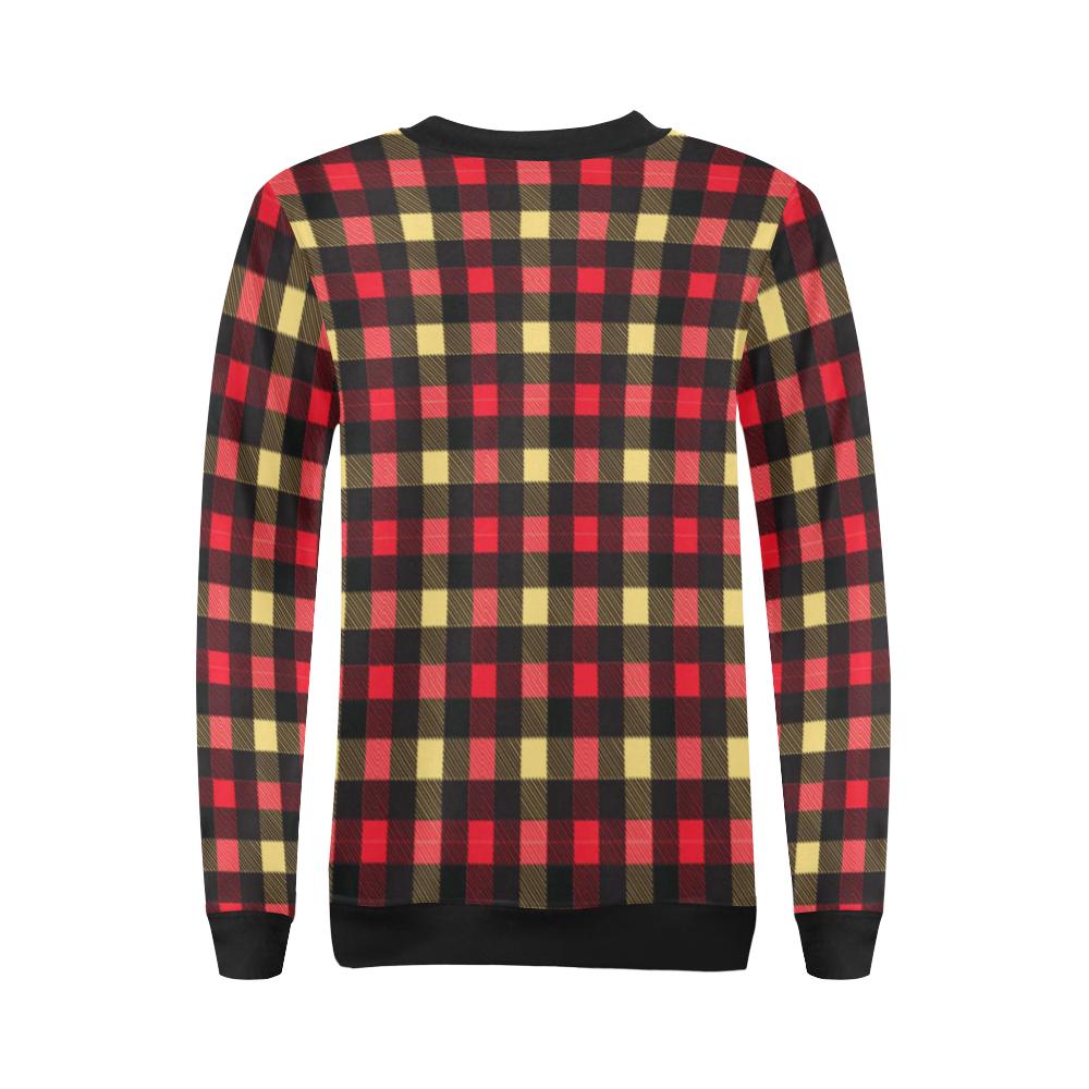 Scottish Tartan Red Yellow Plaid Women Crewneck Sweatshirt-grizzshop