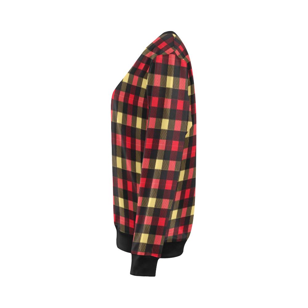 Scottish Tartan Red Yellow Plaid Women Crewneck Sweatshirt-grizzshop