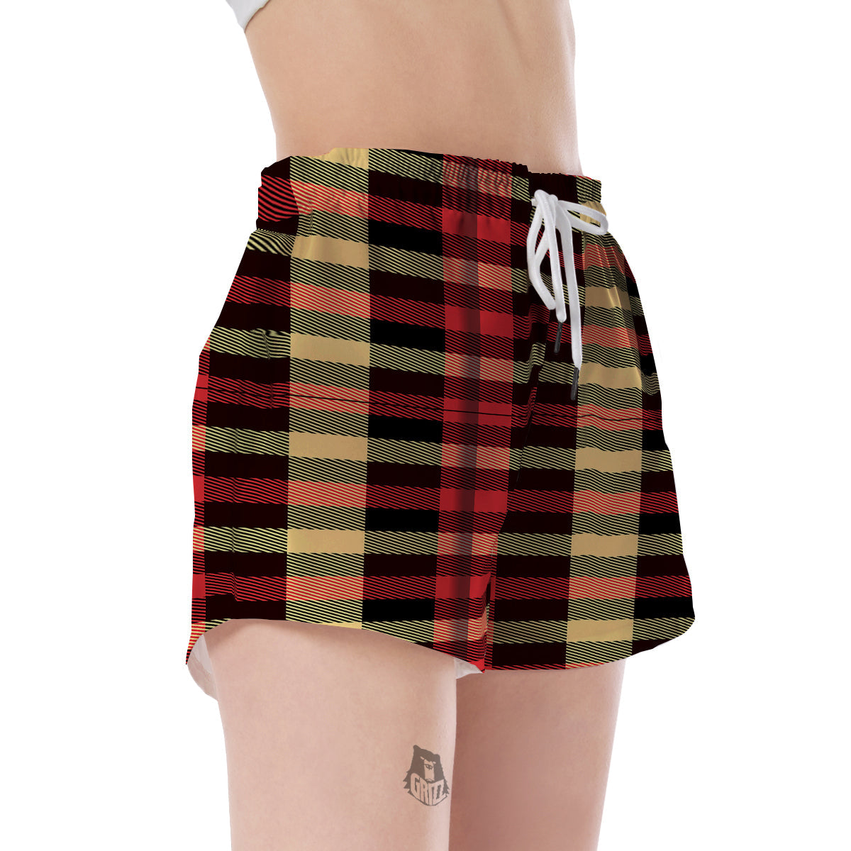 Scottish Tartan Red Yellow Plaid Women's Shorts-grizzshop