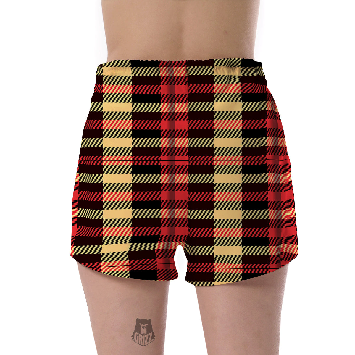Scottish Tartan Red Yellow Plaid Women's Shorts-grizzshop