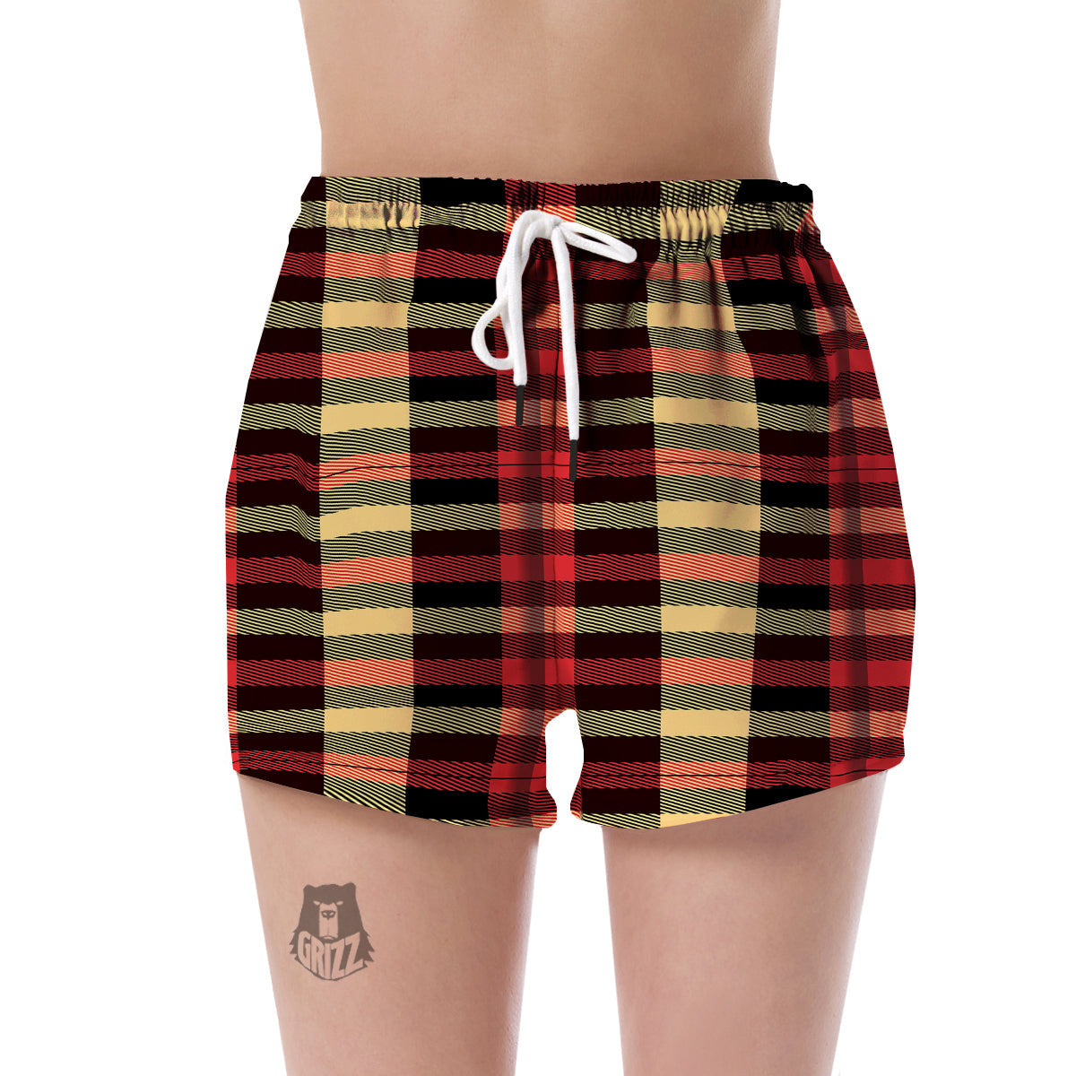 Scottish Tartan Red Yellow Plaid Women's Shorts-grizzshop