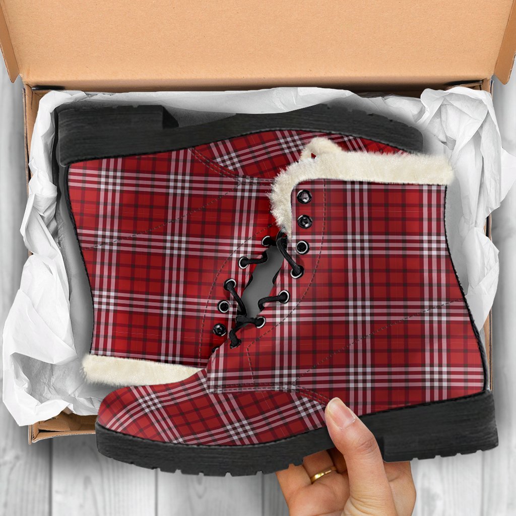Scottish Tartan Royal Stewart Red Plaids Comfy Winter Boots-grizzshop