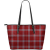 Scottish Tartan Royal Stewart Red Plaids Purse Leather Tote Bag-grizzshop