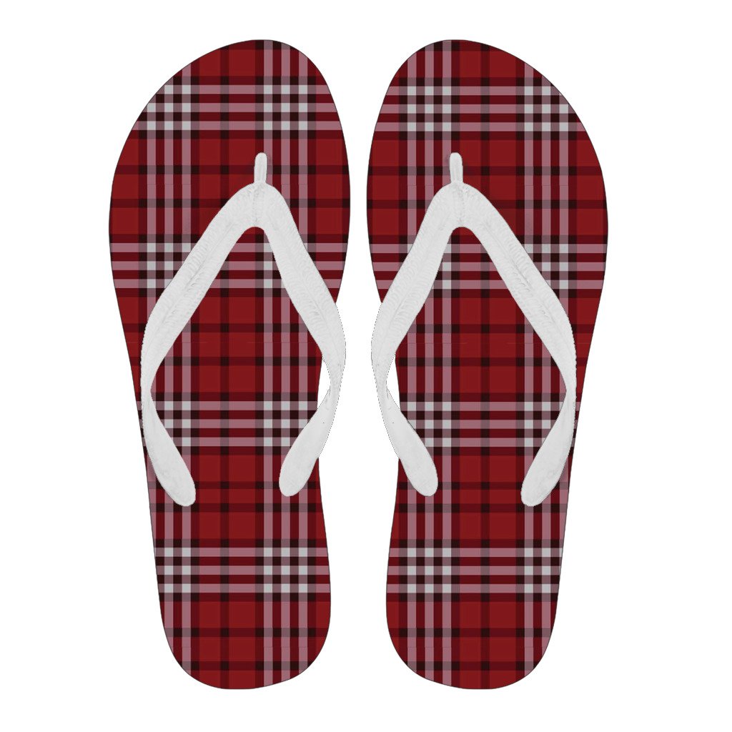Scottish Tartan Royal Stewart Red Plaids Women & Men Flip Flops-grizzshop