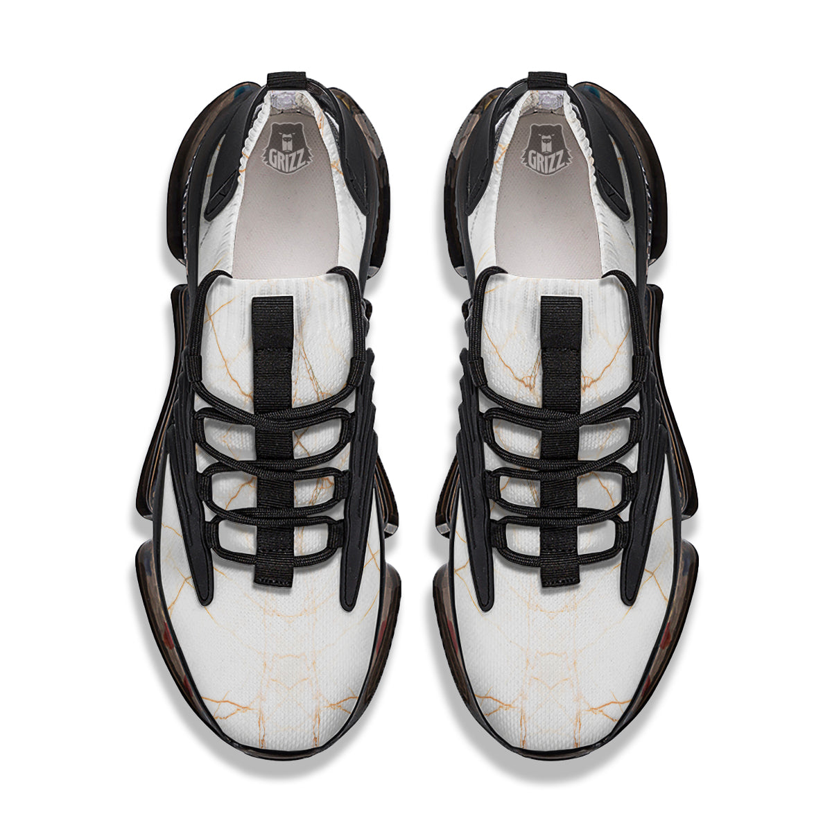 Scratch Marble White Gold Print Pattern Black Gym Shoes-grizzshop