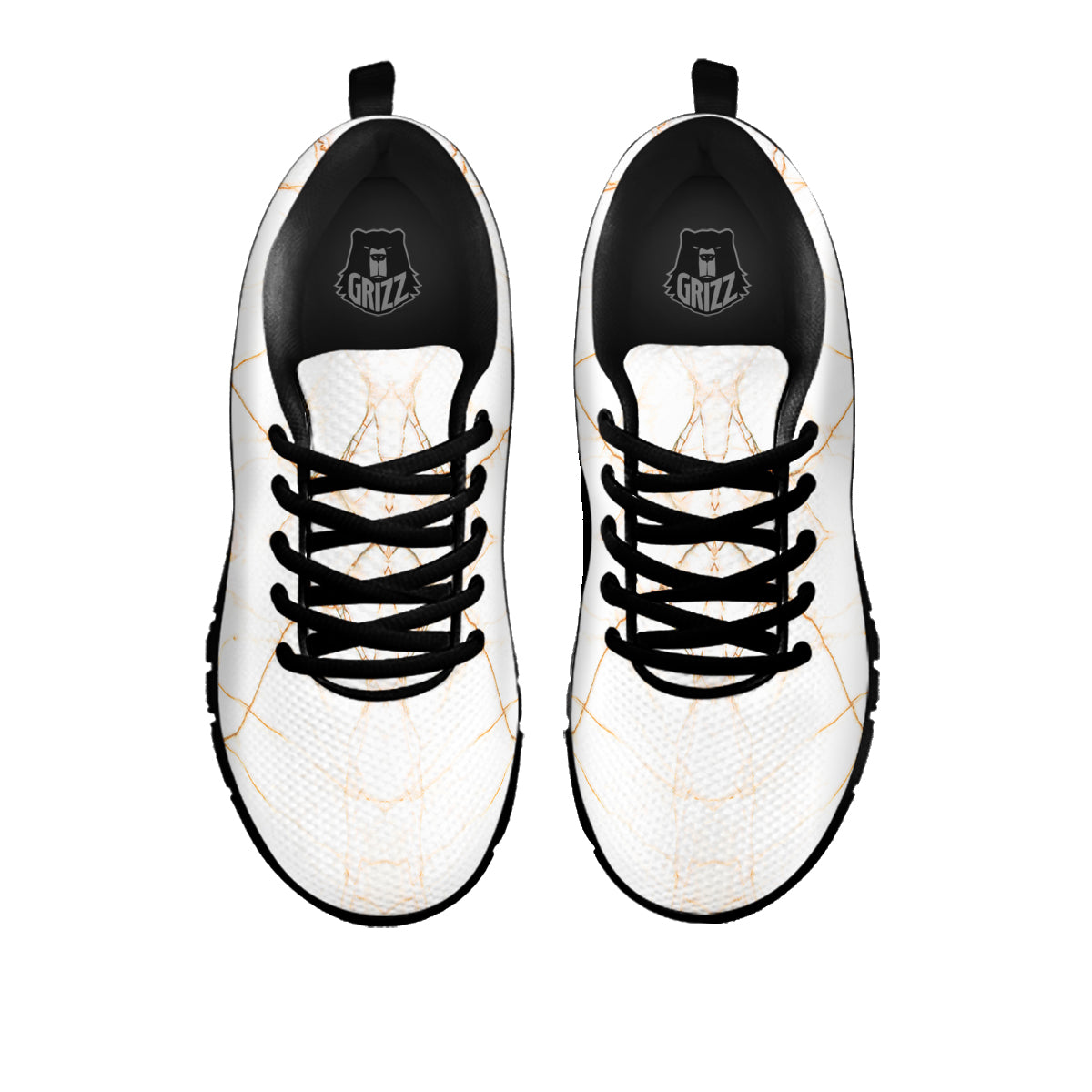 Scratch Marble White Gold Print Pattern Black Sneaker-grizzshop