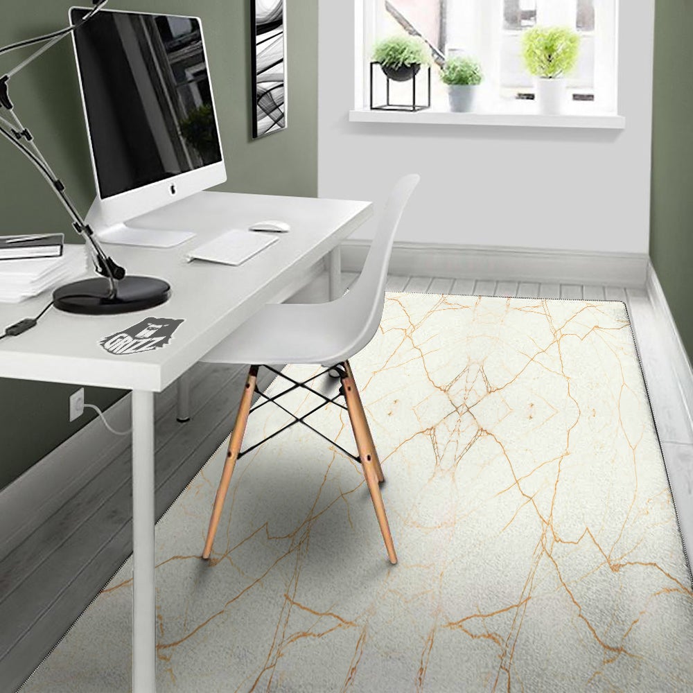 Scratch Marble White Gold Print Pattern Floor Mat-grizzshop