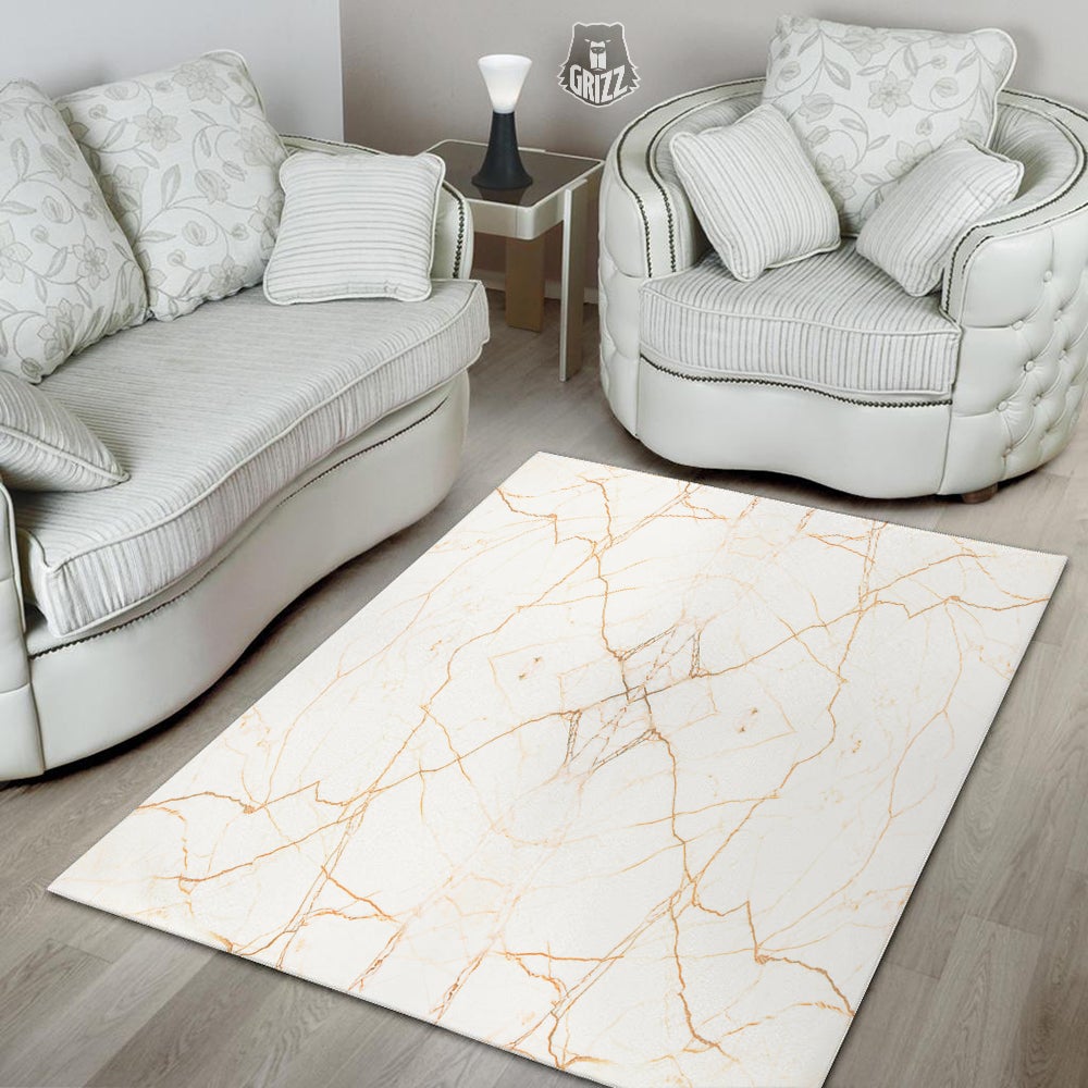 Scratch Marble White Gold Print Pattern Floor Mat-grizzshop