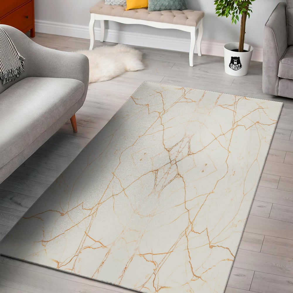 Scratch Marble White Gold Print Pattern Floor Mat-grizzshop