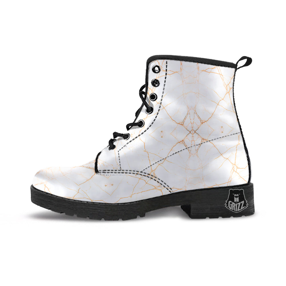 Scratch Marble White Gold Print Pattern Leather Boots-grizzshop