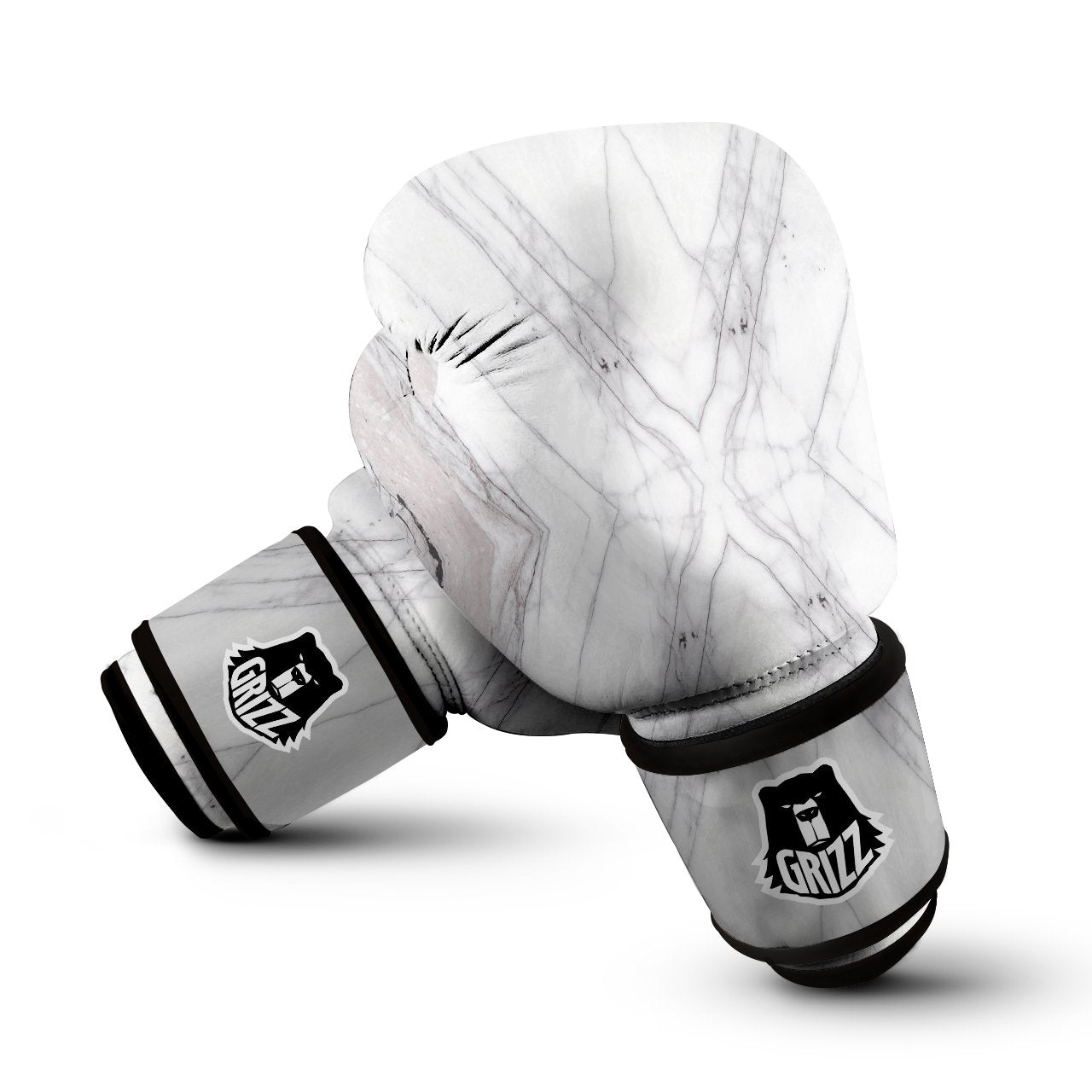 Scratch Marble White Gray Print Pattern Boxing Gloves-grizzshop
