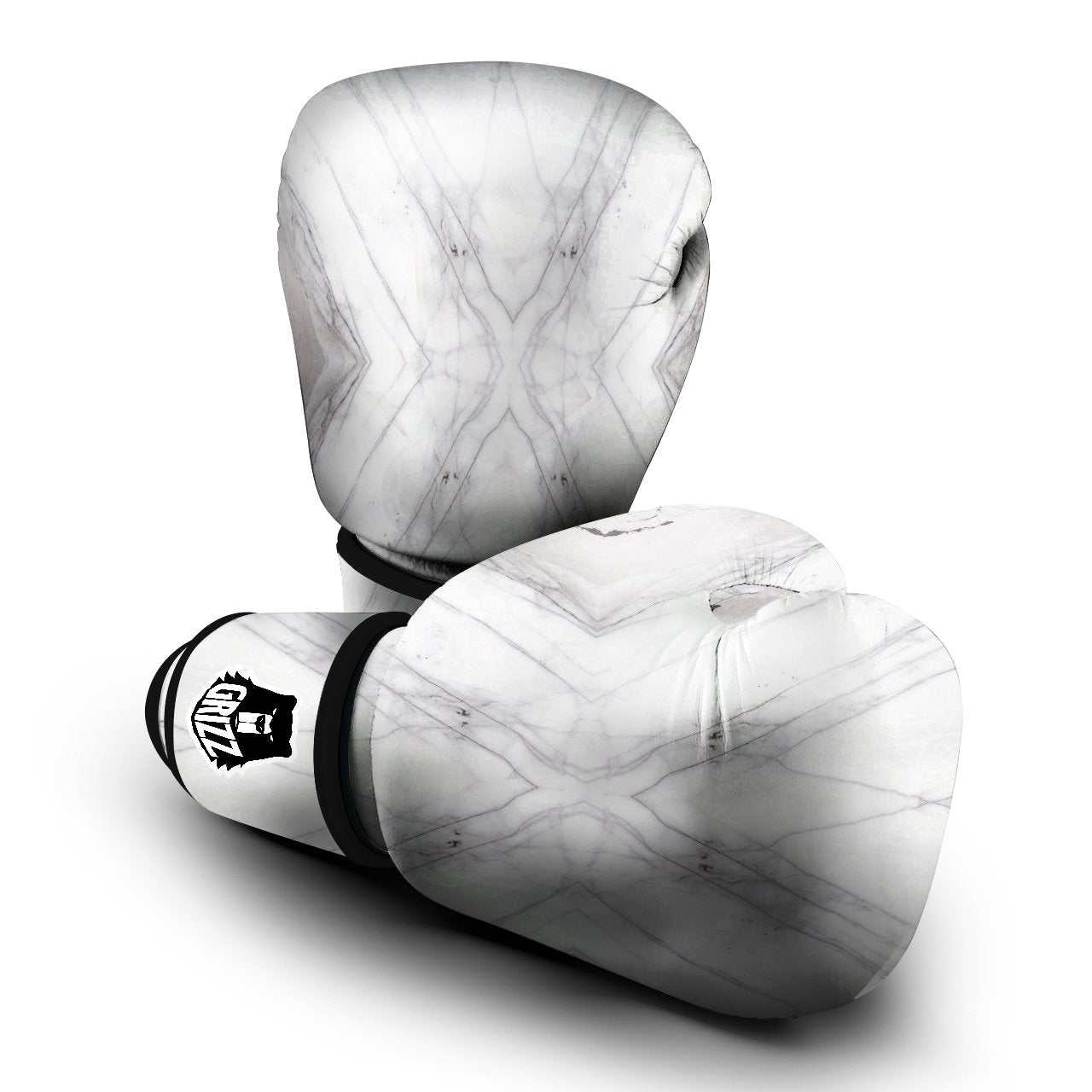 Scratch Marble White Gray Print Pattern Boxing Gloves-grizzshop