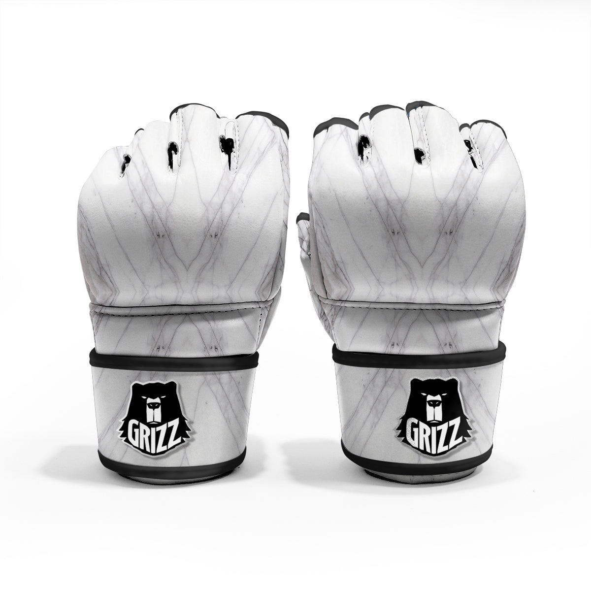 Scratch Marble White Gray Print Pattern MMA Gloves-grizzshop