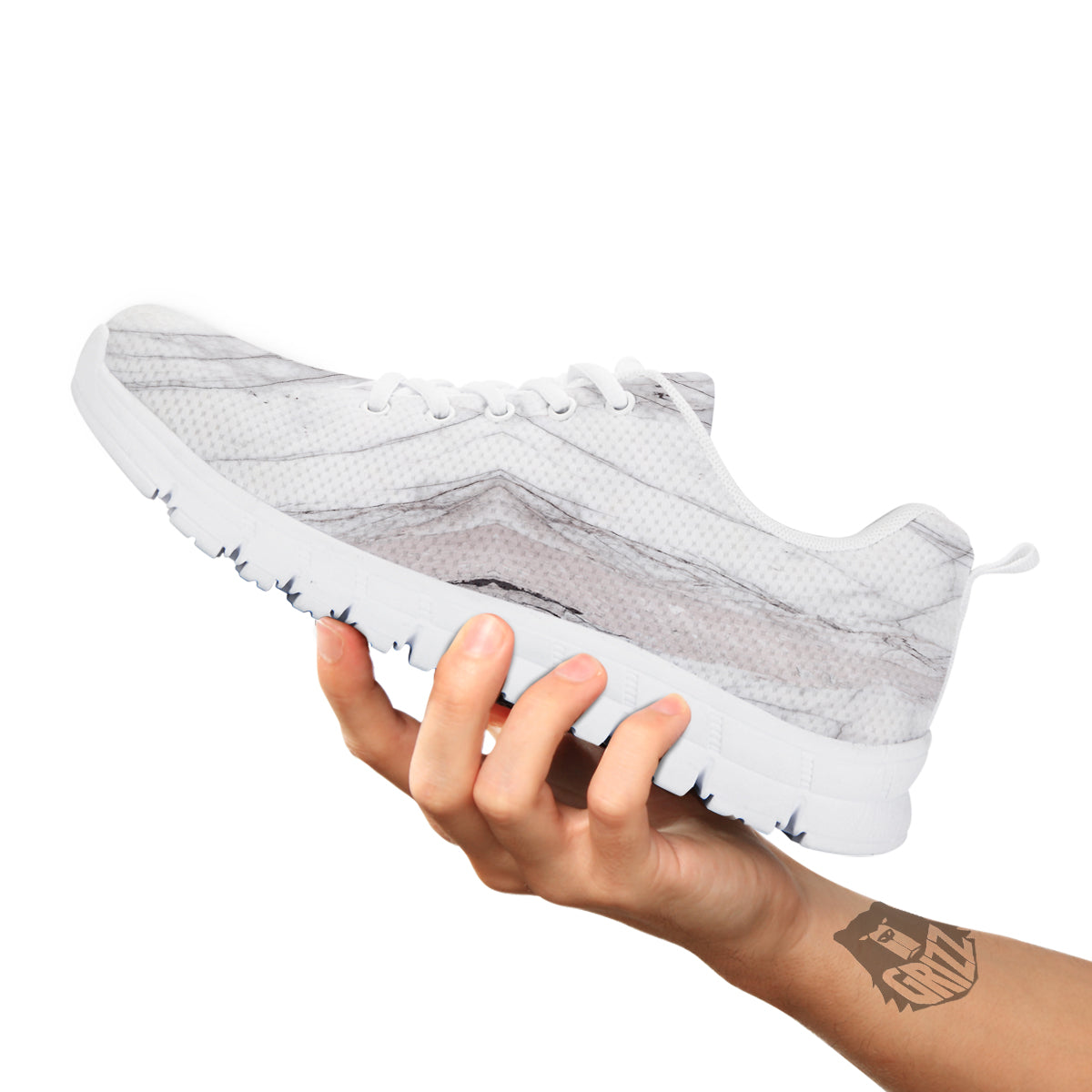 Scratch Marble White Gray Print Pattern White Sneaker-grizzshop