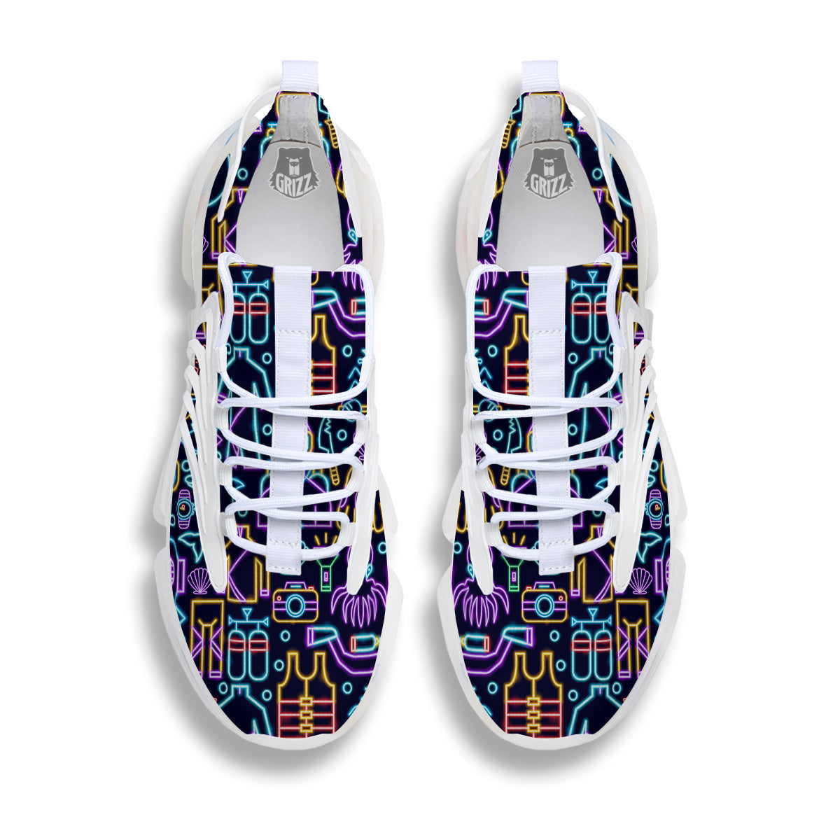 Scuba Diver Neon Print Pattern White Gym Shoes-grizzshop