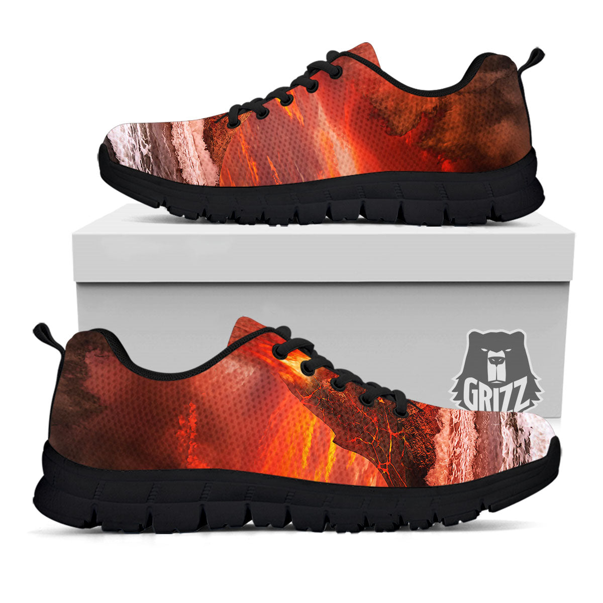 Sea And Volcano Print Black Sneaker-grizzshop