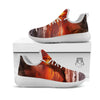 Sea And Volcano Print White Athletic Shoes-grizzshop