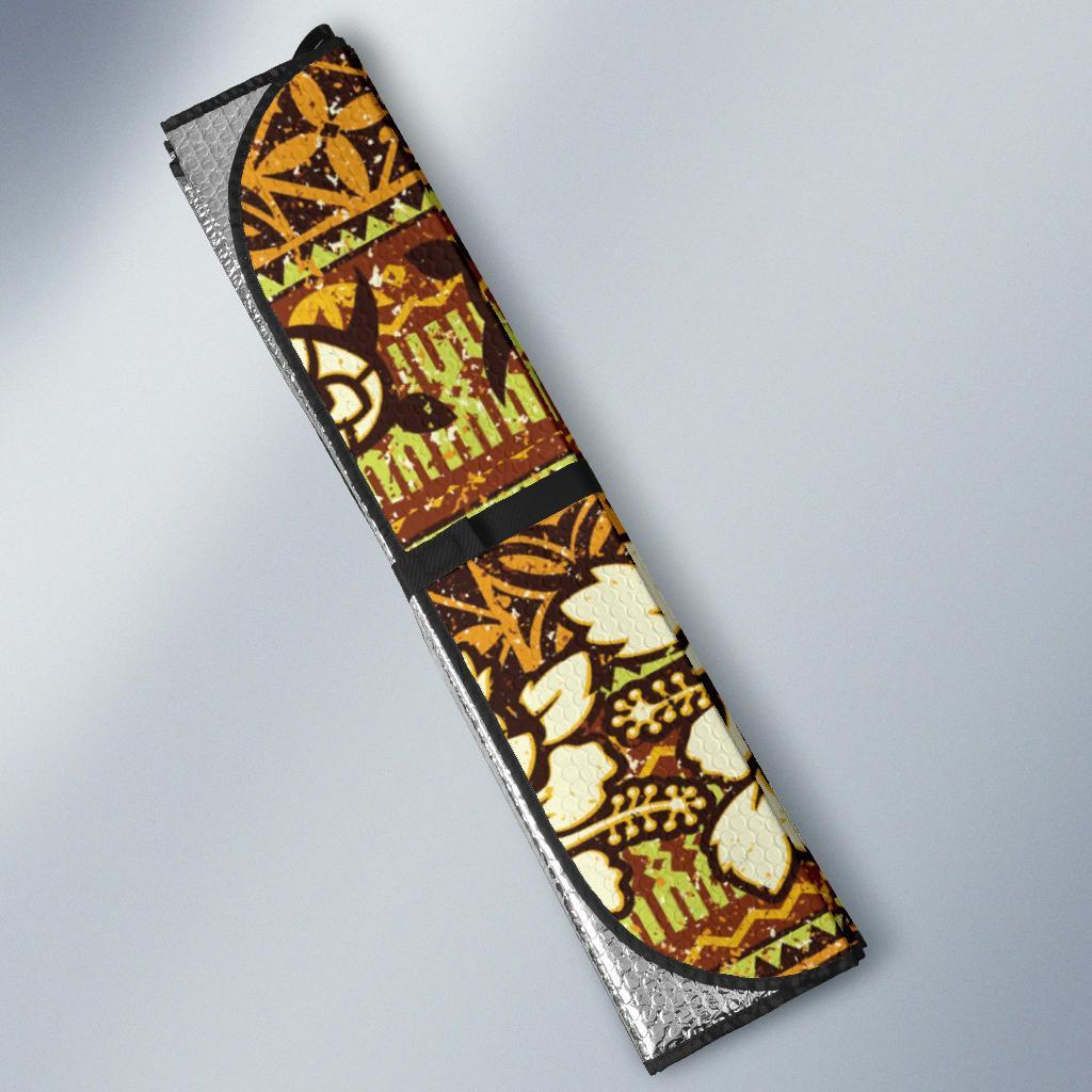 Sea Turtle Aztec Hibiscus Hawaiian Pattern Print Car Sun Shade-grizzshop